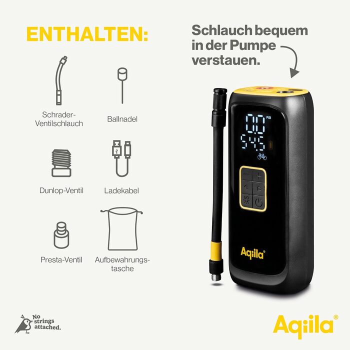 Aqiila Airbird C4 – портативний повітряний насос і високопродуктивний компресор із вбудованим акумулятором 4000 мА·год, LED-підсвіткою, швидким монтажем та автоматичним відключенням для точного та легкого накачування
