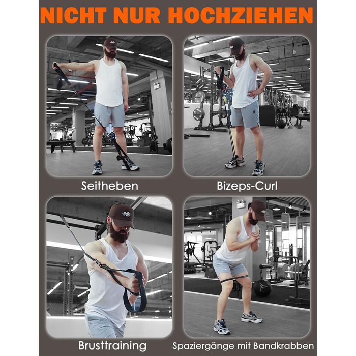 Смуги для підтягувань Fitarc: регульовані еластичні стрічки для підтягувань, 4 шт. з комфортними підставками для ніг. Багатофункціональні тренувальні стрічки для дверей