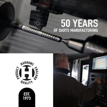 Дротики Harrows Caliber 90% вольфрамові, 26 г, сталевий наконечник, чорні, набір 16 в 1 з кейсом, запасними шaftами та крилами