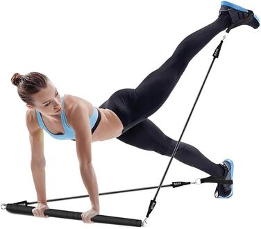 Набір Pilates Bar MuscleForge з 4 еспандерами, фітнес-набір для йоги, тренажер для талії та пресу, скульпт-стікт для домашніх тренувань для жінок і чоловіків