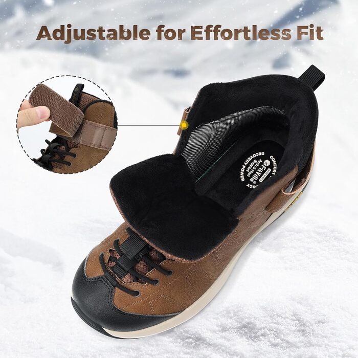 Зимові черевики FitVille для чоловіків, широкі, з клямками, неслизькі, теплі, для активного відпочинку, розмір 40-50 EU, коричневі