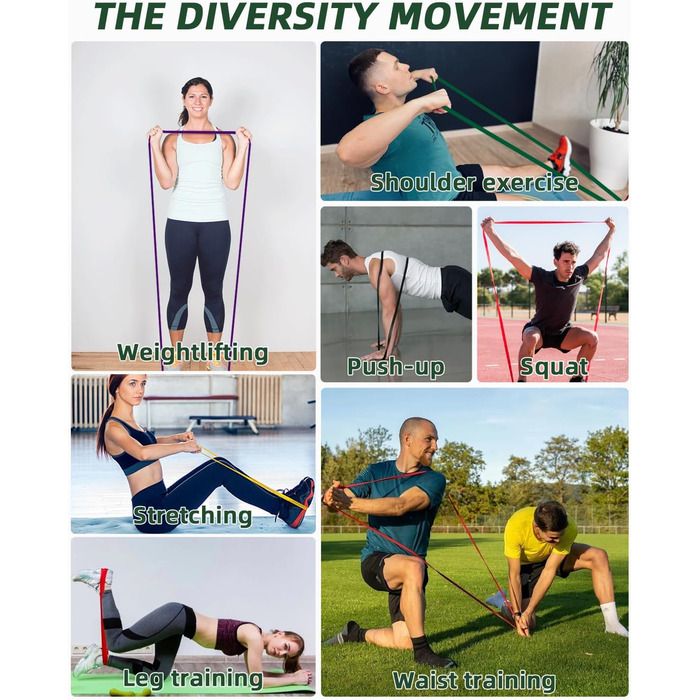 Набір еластичних стрічок FAOKZE для фітнесу, йоги, стрейчингу та силових тренувань (5 шт.)