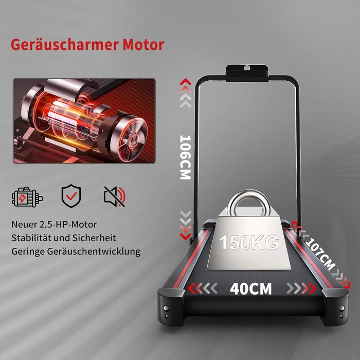 Складний біговий тренажер Sperax для дому та офісу, 10 км/год, чорний