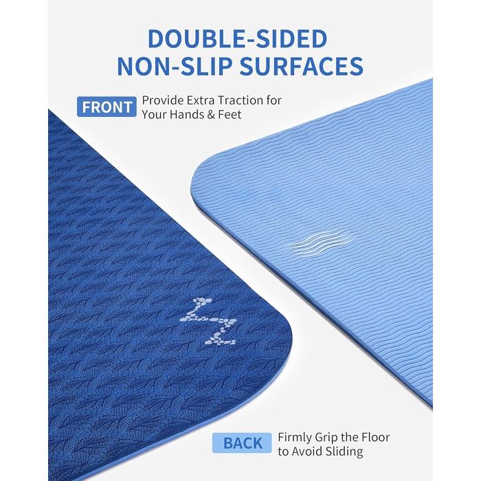 Йогамат CAMBIVO XXL: 183x122 см, 6-12 мм, TPE, з рушником