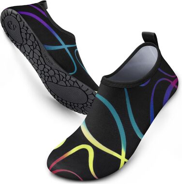 SIMARI Водні черевики для жінок та чоловіків, швидковисихаючі, шкарпетки для плавання, пляжні черевики, спортивні аквашузи SWS001, чорний, 46/47 EU