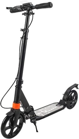 Самокат Kickscooter для дорослих і дітей, з амортизацією, 200 мм колеса, складаний, регульована висота, міський, з ручним і ножним гальмом