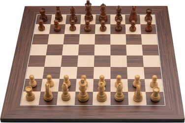 Розкішні шахи з інкрустованого дерева з фігурами, 40x40 см, коричневі