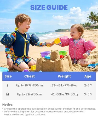 Дитячий рятувальний жилет Gogokids з нарукавниками для плавання, 2-6 років (10-30 кг), рожевий з квітковим принтом