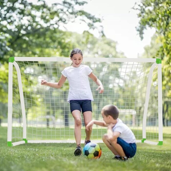 Футбольні ворота YRHome PVC 245x155 см для дітей, саду та пляжу – стійкі до будь-якої погоди, з сіткою, для парку, ігрового майданчика, тренувань, двору
