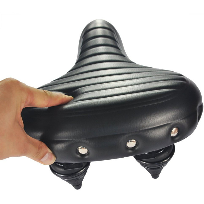 UPANBIKE Сідло для велосипеда Superweich: комфортне шкіряне з амортизацією та розширеним федеральним подушками (чорне)