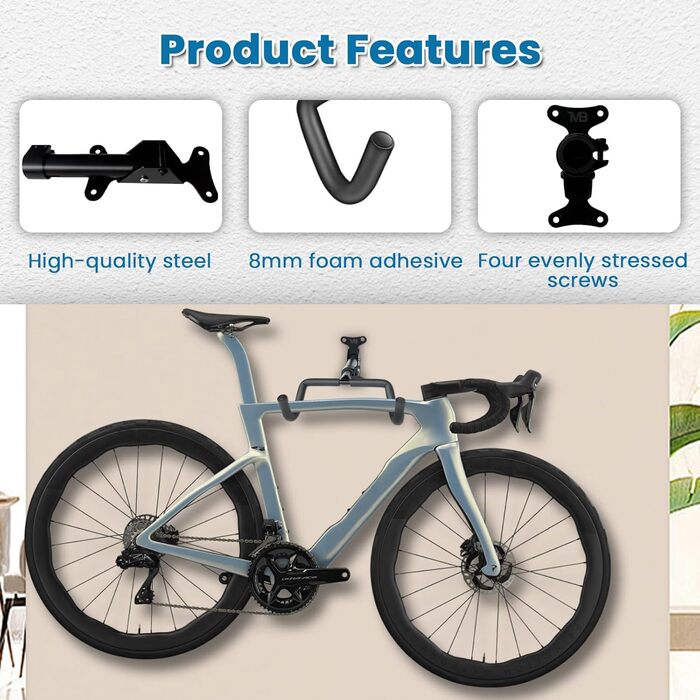 Настінна підставка для велосипеда, регульована, до 30 кг, для гірського, шосейного велосипеда, гаража та квартири