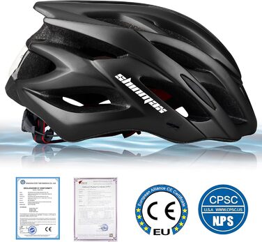 Велосипедний шолом Shinmax для чоловіків і жінок з LED-підсвіткою, візором, суперлегкий, регульований, для MTB, з сумкою для зберігання