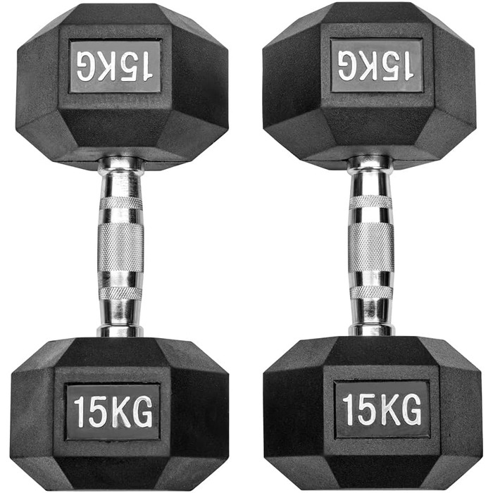 Гантелі Hexagon Studio 30 кг (2x15 кг), гумові, чорні