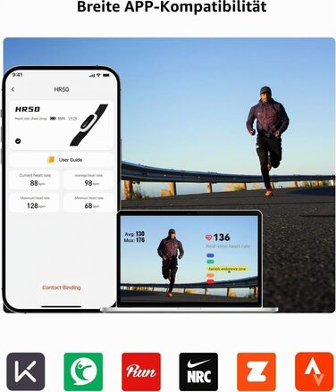 Пульсометр iGPSPORT HR40 Bluetooth ANT+ з нагрудним датчиком для бігу, велоспорту, фітнесу, сумісний з Garmin, Polar, Wahoo (Чорний)