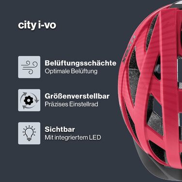 Велошолом uvex City i-vo для міста з LED, універсальний, легкий, регулювання розміру, для жінок і чоловіків