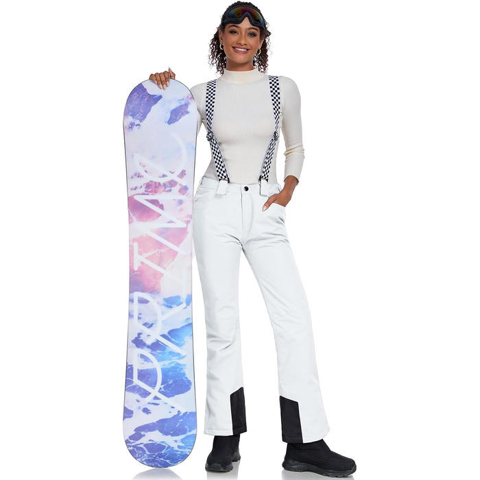 Жіночий сніговий комбінезон HOTIAN: водонепроникний, вітронепроникний, теплий, для катання на лижах, сноуборді, походів та альпінізму. SMN M 2colorful+white