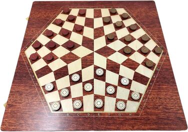 Дерев'яний 3-в-1 набір: шахи, нарди, шашки ChessEbook, 48x48 см, складаний, ручна робота