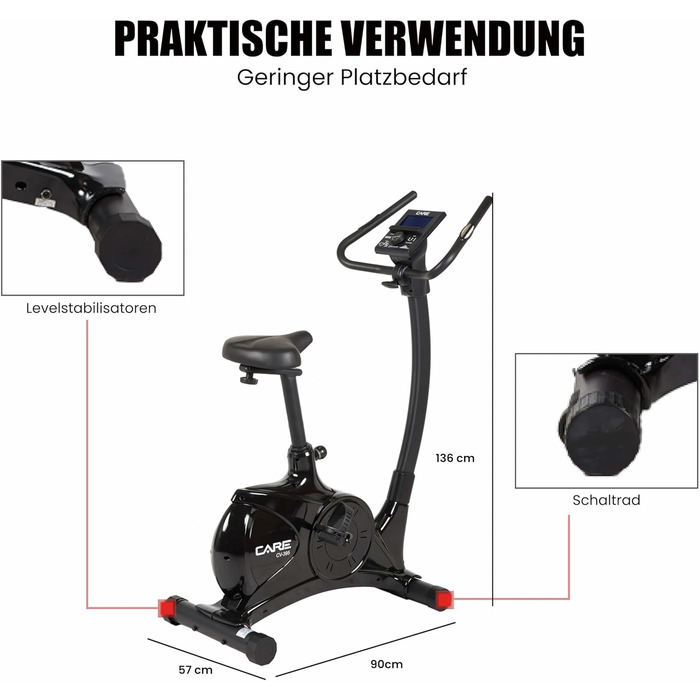 Велотренажер Care Fitness CV-395 для дому, 24 програми, 12 кг маховик, магнітна система, сумісний з Kinomap