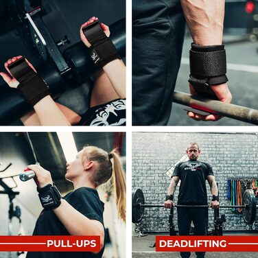 Набори для важкої атлетики BEAST RAGE: гаки для штанги, ремені на зап'ястя, неопренові, з підкладкою, гумовані, фітнес-бандажі, антиковзаючі, для тяги, тренувань, спортзалу, воркауту, чоловічі та жіночі (Чорний)