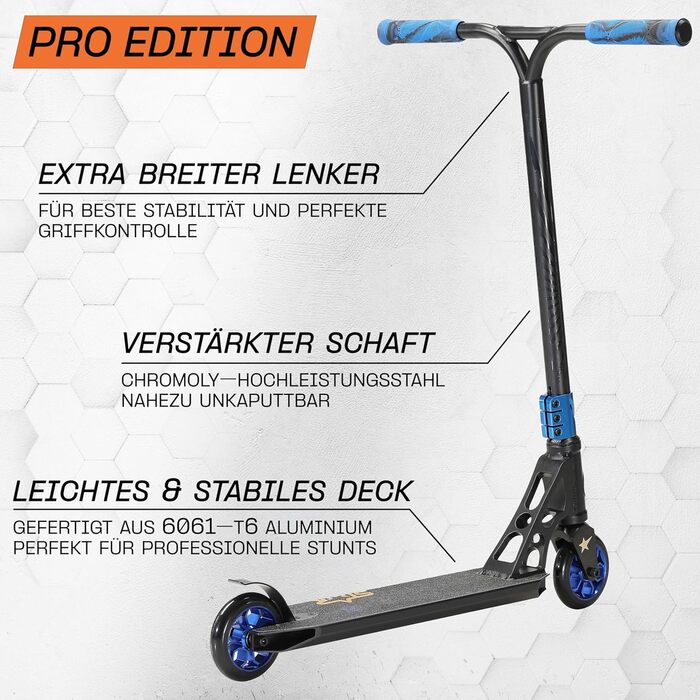 Трюковий самокат STAR SCOOTER 110мм, алюмінієвий, ABEC-9, для дітей від 8 років, для міста, HIC, для досвідчених