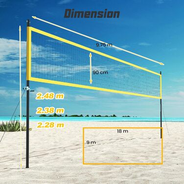 Волейбольна сітка LIFEZEAL для басейну: портативна, з регулюванням висоти, жовта
