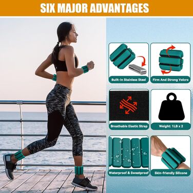 Набір манжет для зап'ястя та щиколоток (0.45/0.9 кг) для фітнесу, йоги, танців