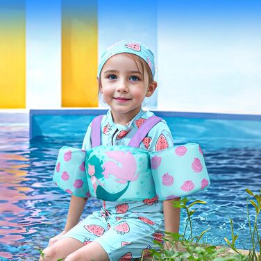 Спасальні жилети для плавання Gogokids для дітей 2-6 років (15-30 кг) з рукавами, фіксація на липучках, Lila Meerjungfrau