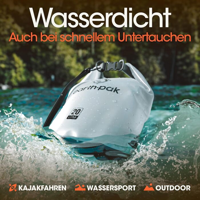 Earth Pak Packsack Rolltop 10L: Водонепроникний рюкзак з водонепроникним чохлом для телефону - для каякінгу, піших прогулянок, кемпінгу, риболовлі, сплавів