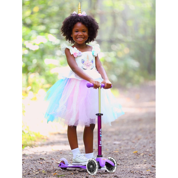 Самокат дитячий Micro Deluxe Kinder Scooter з регульованим кермом, світлодіодні колеса, фіолетовий