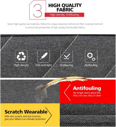 Чохол для бильярдної кия KONLLEN Oxford Cloth 2x4, сірий - сумка для кия