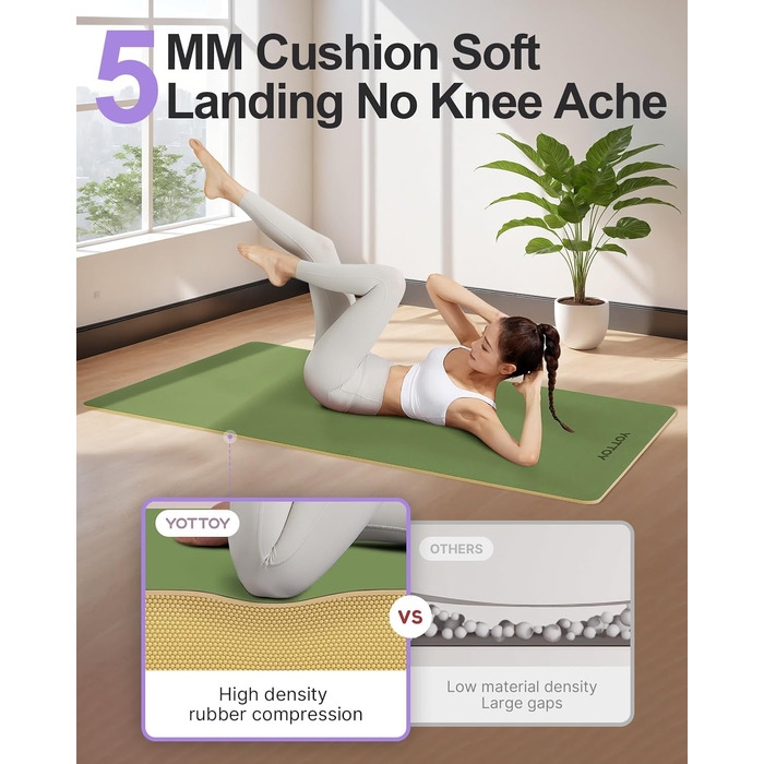 Йогамат YOTTOY: неслизька, міцна, з натурального каучуку, з ремінцем та сумкою