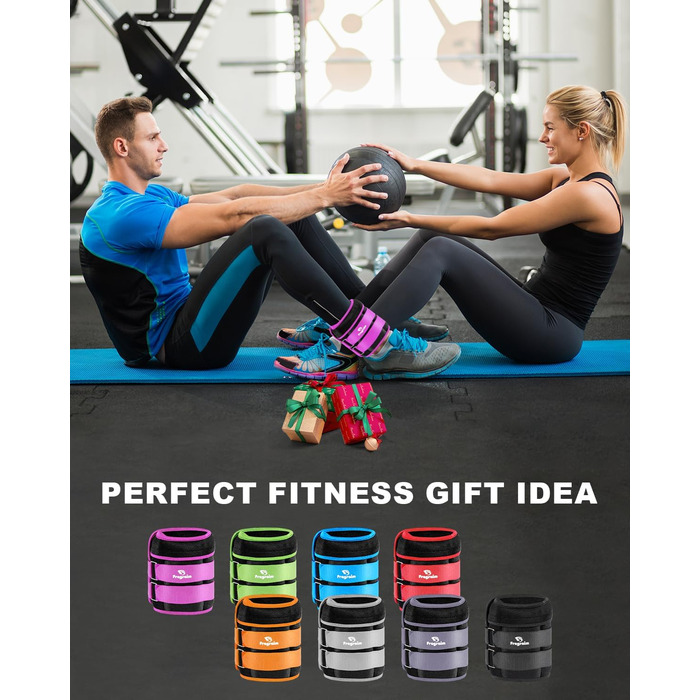 Набір вантажних манжет Fragraim для ніг та рук (пара), 1.5-10 кг, фіолетовий. Регульовані вантажі для зап'ястя та щиколотки. Подвійна застібка.