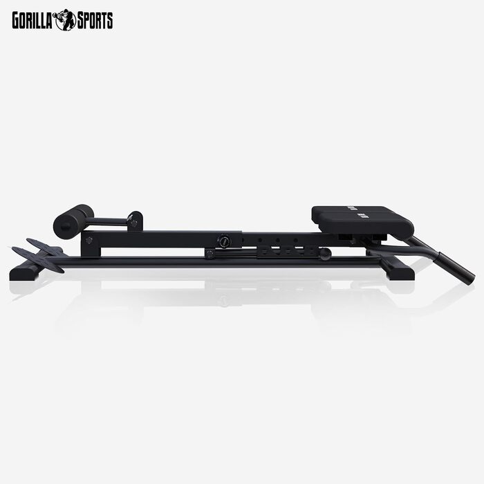 Тренування спини GORILLA SPORTS®: складаний, регульований, стабільний, до 150 кг, сталь, чорний. Гіпер-розгинач, тренажер для спини та пресу, для дому