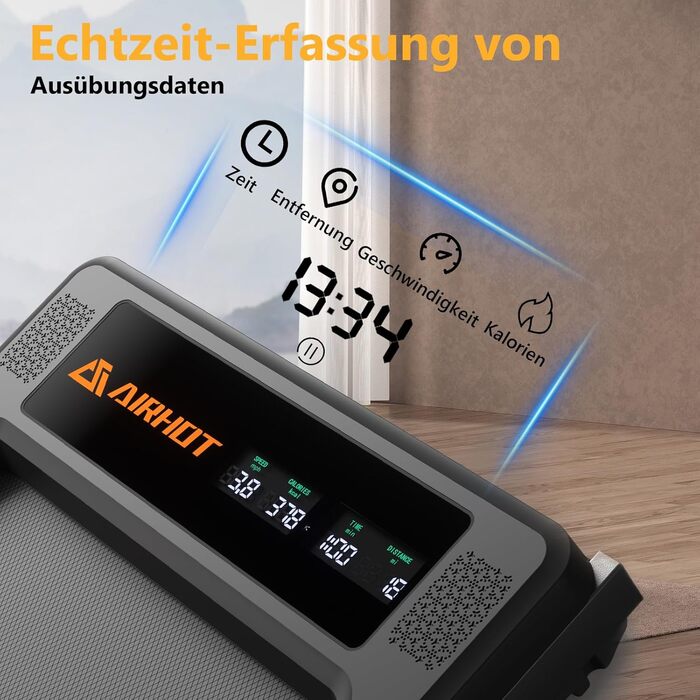 Бігова доріжка Walking Pad 2.5 к.с., тиха, під стіл, з пультом і LED-дисплеєм, портативна для дому та офісу, чорна