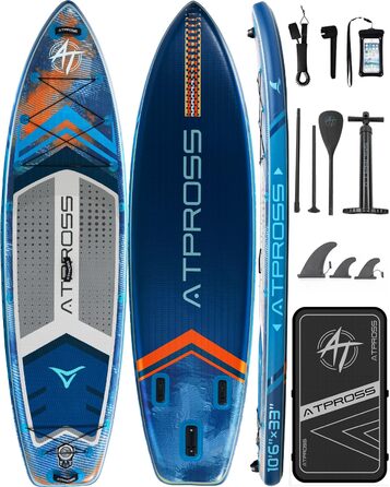 SUP дошка для плавання стоячи з сидінням та аксесуарами 320x84 см, блакитно-помаранчева, вантажопідйомність 200 кг, для 2 осіб