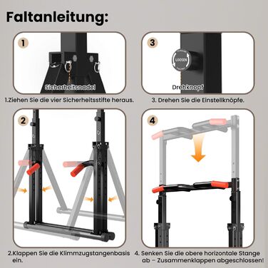 Спортивний комплекс Klimmzugstange Freistehend: турнік, бруси для віджимань, розкладна штанга для підтягувань, тренажер для дому, силові тренування, фітнес-обладнання (чорний, багатофункціональний)