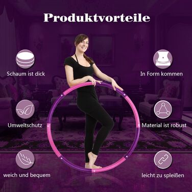 Фітнес обруч Hoola Hoop 2,3 кг для схуднення, 8 секцій, 100 см, для дорослих, новачків і досвідчених, тренажер для дому