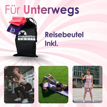 Набір фітнес-гумок Majestic Sport 5 шт. для м'язів, пілатесу, йоги, Booty Band, рожевий