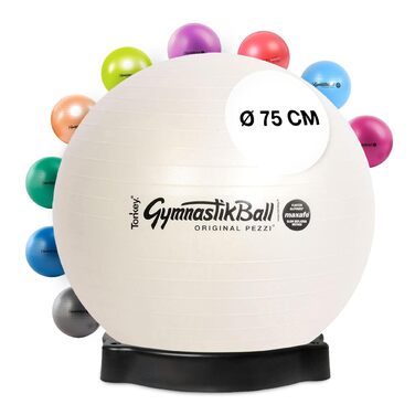 PEZZI Pezziball MAXAFE: Фітнес-м'яч з підставкою для ніг, 75 см, перловий білий