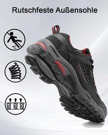 Водонепроникні трекінгові черевики для жінок та чоловіків. Легкі пішохідні черевики, дихаючі, розміри 38-46 EU, 44 EU, чорний, червоний
