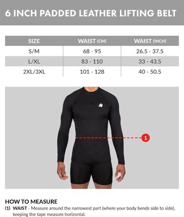 Пояс для важкої атлетики Gorilla Wear, шкіряний, 6 дюймів, з підкладкою, чорний, XXL-3XL, для бодібілдингу та кросфіту