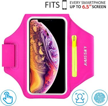 Спортивний браслет для телефону Guzack Universal: для iPhone, Samsung, Huawei, Xiaomi (до 6.9'), темно-синій/сливовий