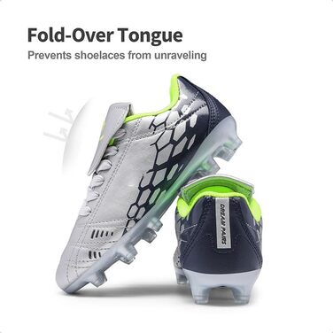 ДREAM PAIRS Дитячі футбольні бутси з низьким верхом, довгі шипи, спортивне взуття для легкоатлетики, тренувань, стрибків у довжину, бігу, футболу. Зносостійкі, з сильним зчепленням, 32 EU, світло-сірий, темно-синій