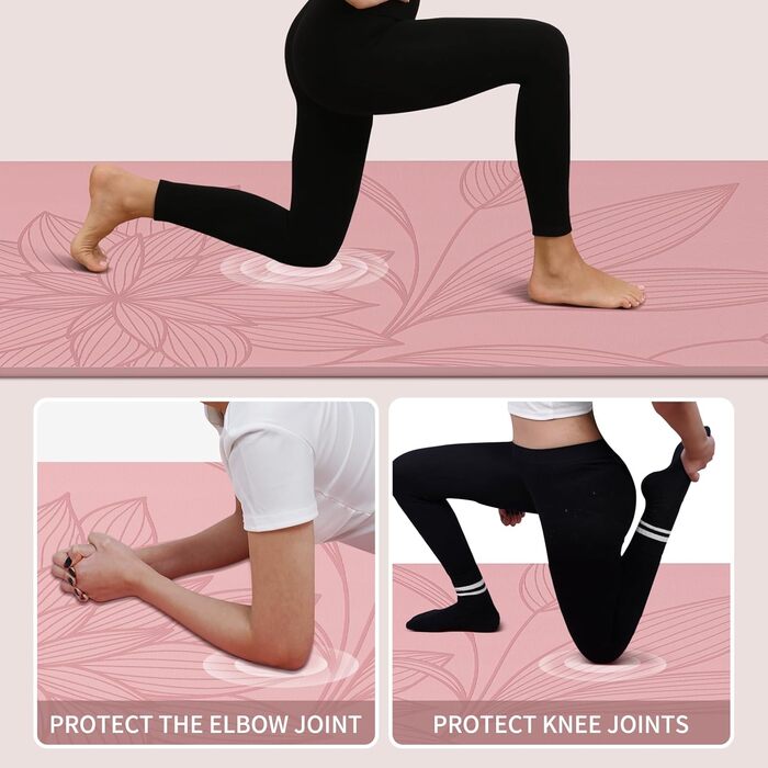 Килимок для йоги великого розміру 72'x36'x0.4' - комфортний, неслизький, для занять вдома, в залі або в студії. Колір: Рожевий