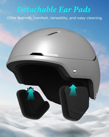 Шолом для сноуборду та лиж чоловічий/юнацький, регульований розмір, флусові навушники, вентиляційна система, сумісний зі склоначоком (Titanium metal ash, L)