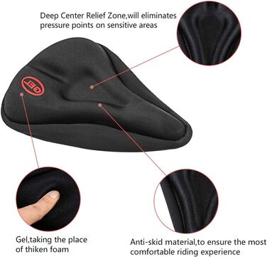 Велосипедне сідло Kany Gel - комфортне сідло з гелевим наповнювачем для гірського та шосейного велосипеда, чорне
