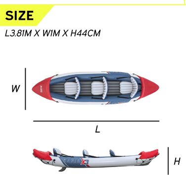 Надувний каяк Bestway Hydro-Force для 3 осіб з веслами з алюмінію та ручним насосом, комплект, червоний