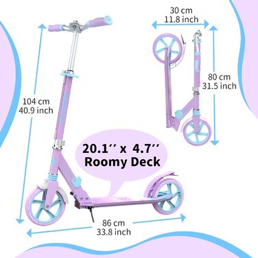 Самокат трюковий BELEEV з LED підсвіткою, регульованою висотою, колесами 200мм, ABEC-9, амортизацією та ременем для перенесення. Складний міський самокат для дітей від 6 років, підлітків та дорослих.