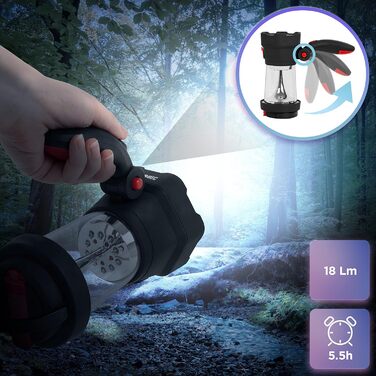 Ліхтар кемпінговий Duronic Hurricane з сигналом тривоги та Powerbank, USB, з ручкою