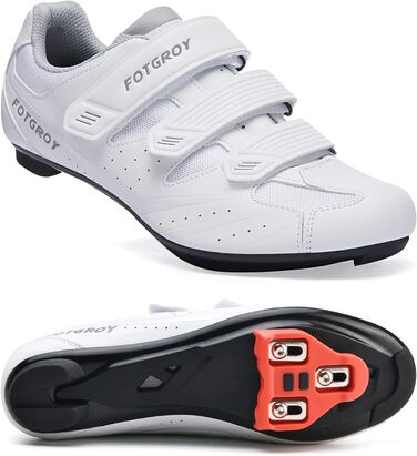 Велосипедні туфлі для жінок, шосейні велотуфлі з шипами, сумісні з Peloton SPD ARC Look Delta, унісекс, велотуфлі для занять фітнесом в приміщенні та на вулиці, 41 EU, білі